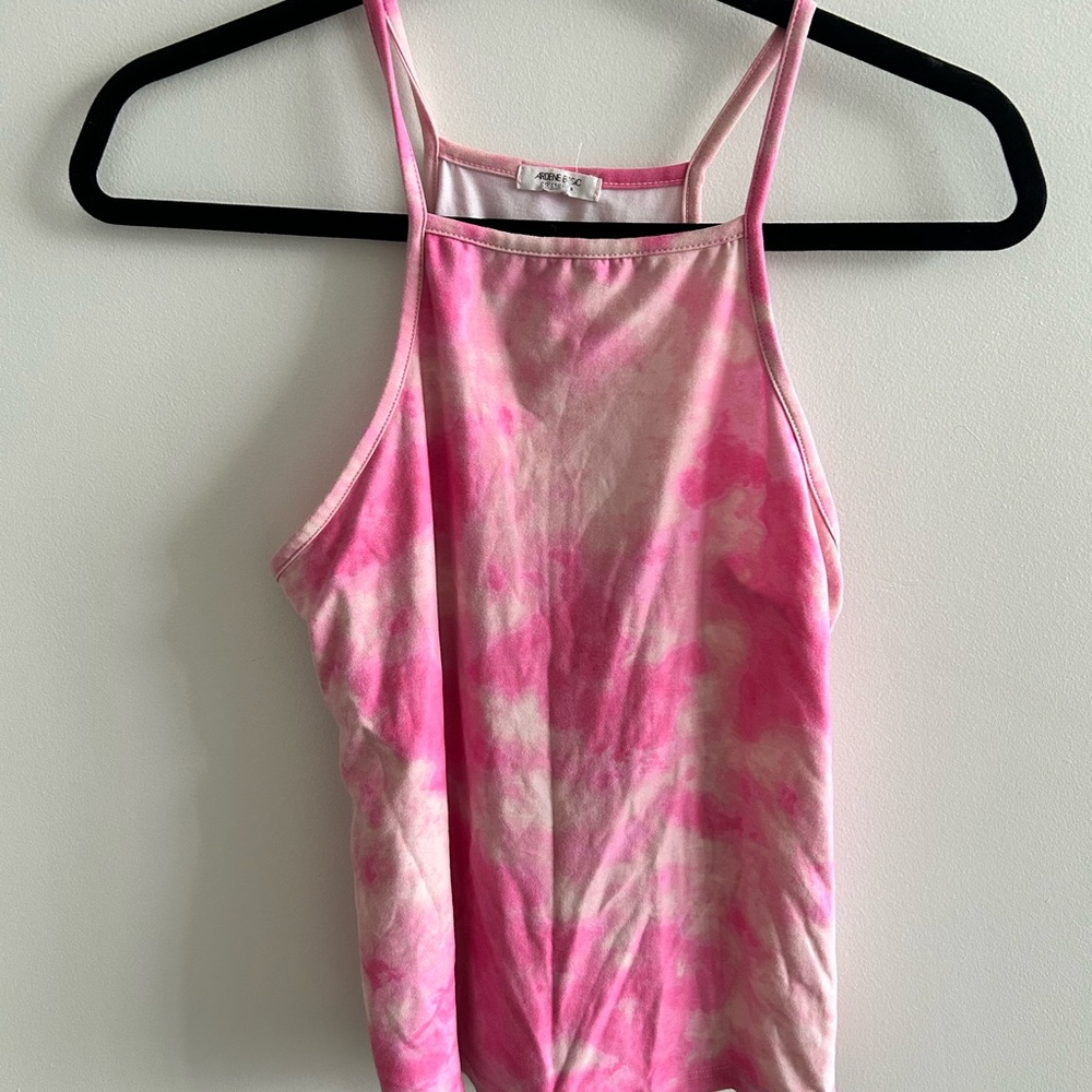 Ardene Pink and White Fitted Tank Top